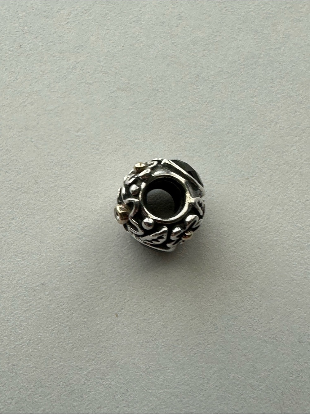 Pandora Silver & Gold Dew Drop Charm with Onyx Stone and CZ accent - RETIRED - Picture 5 of 12